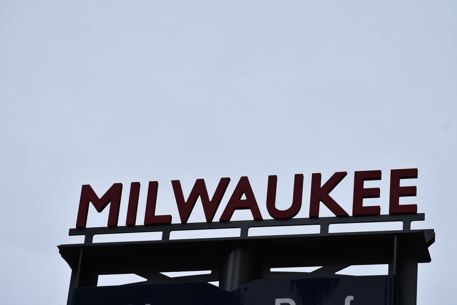 Milwaukee text sign on urban city street